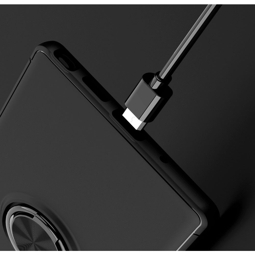 Силиконовый Чехол для Магнитного Держателя с Кольцом для Пальца Подставкой для Samsung Galaxy Note 20 Синий / Черный
