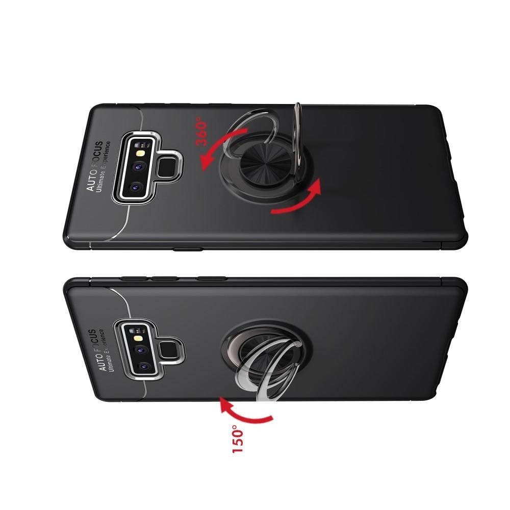 Силиконовый Чехол для Магнитного Держателя с Кольцом для Пальца Подставкой для Samsung Galaxy Note 9 Красный