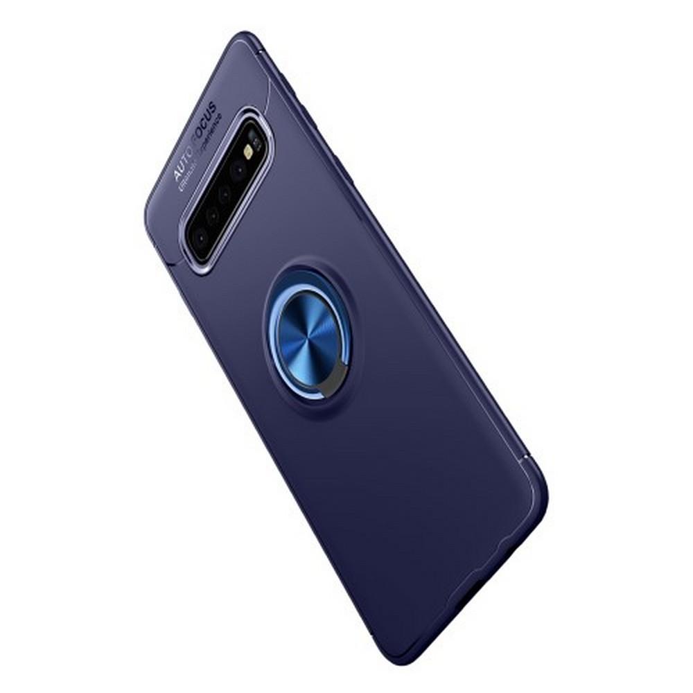 Силиконовый Чехол для Магнитного Держателя с Кольцом для Пальца Подставкой для Samsung Galaxy S10 Синий