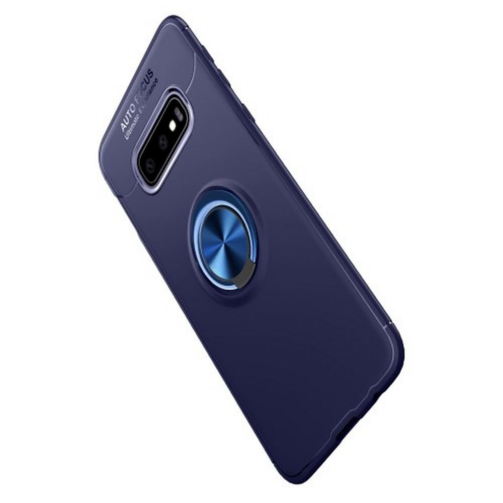 Силиконовый Чехол для Магнитного Держателя с Кольцом для Пальца Подставкой для Samsung Galaxy S10e Синий