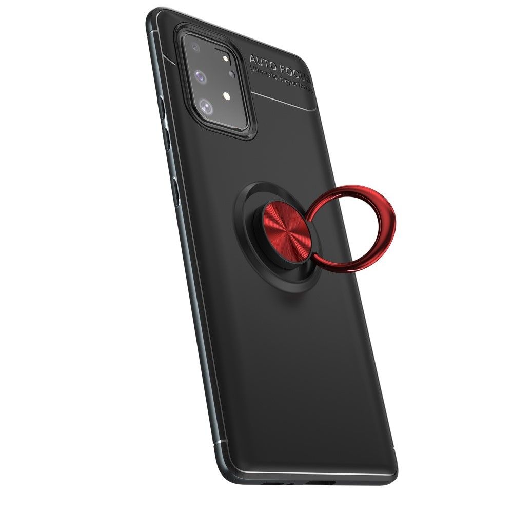 Силиконовый Чехол для Магнитного Держателя с Кольцом для Пальца Подставкой для Samsung Galaxy S10 Lite Красный / Черный