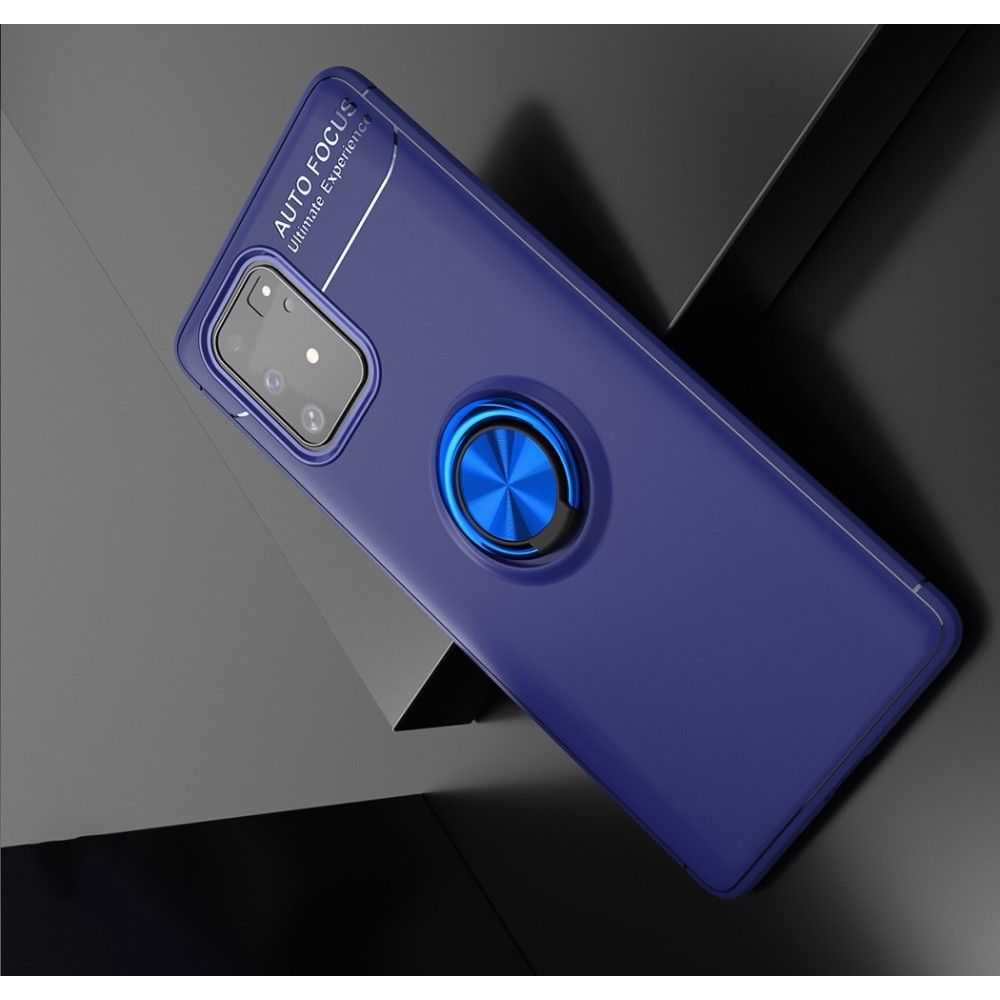Силиконовый Чехол для Магнитного Держателя с Кольцом для Пальца Подставкой для Samsung Galaxy S10 Lite Синий / Черный