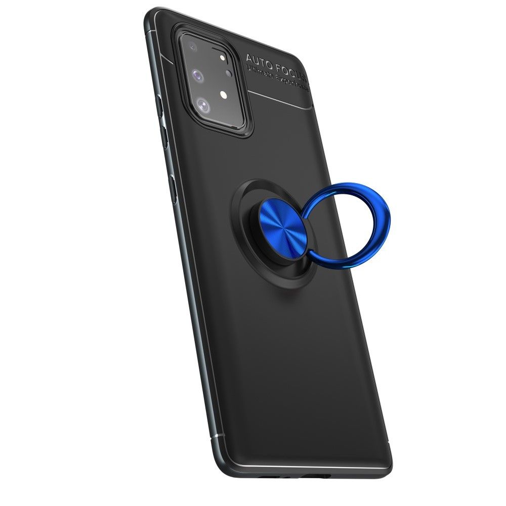 Силиконовый Чехол для Магнитного Держателя с Кольцом для Пальца Подставкой для Samsung Galaxy S10 Lite Синий / Черный