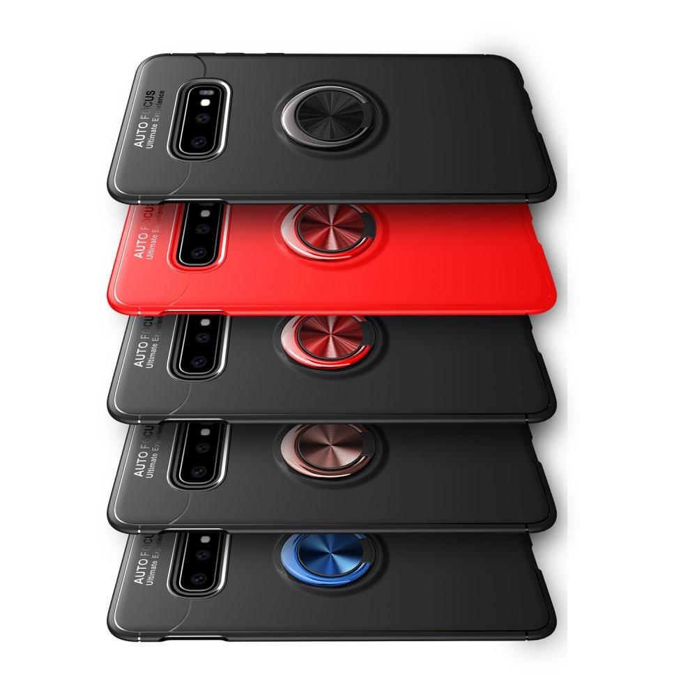 Силиконовый Чехол для Магнитного Держателя с Кольцом для Пальца Подставкой для Samsung Galaxy S10 Plus Красный