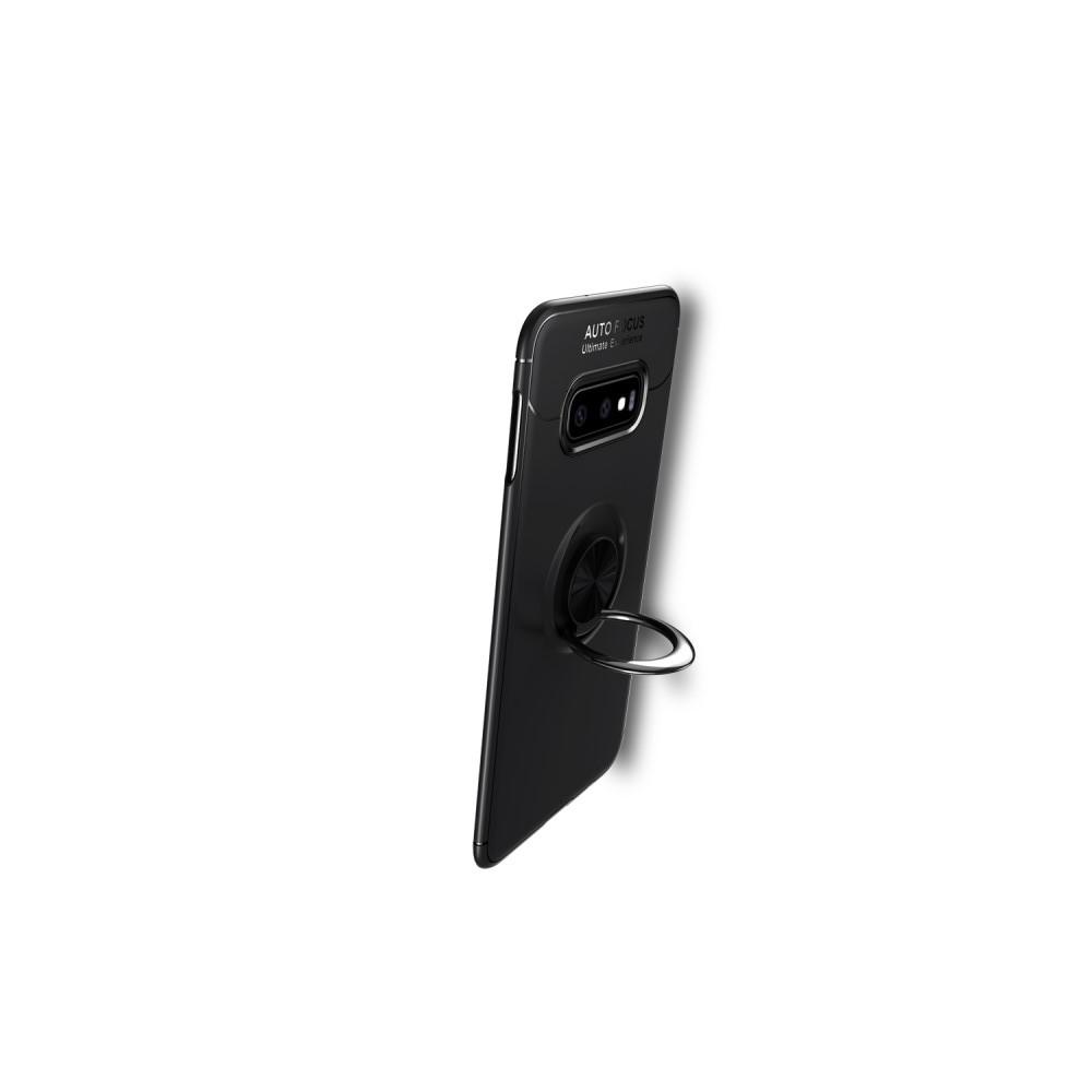 Силиконовый Чехол для Магнитного Держателя с Кольцом для Пальца Подставкой для Samsung Galaxy S10 Plus Черный