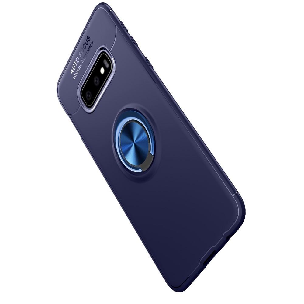 Силиконовый Чехол для Магнитного Держателя с Кольцом для Пальца Подставкой для Samsung Galaxy S10 Plus Синий