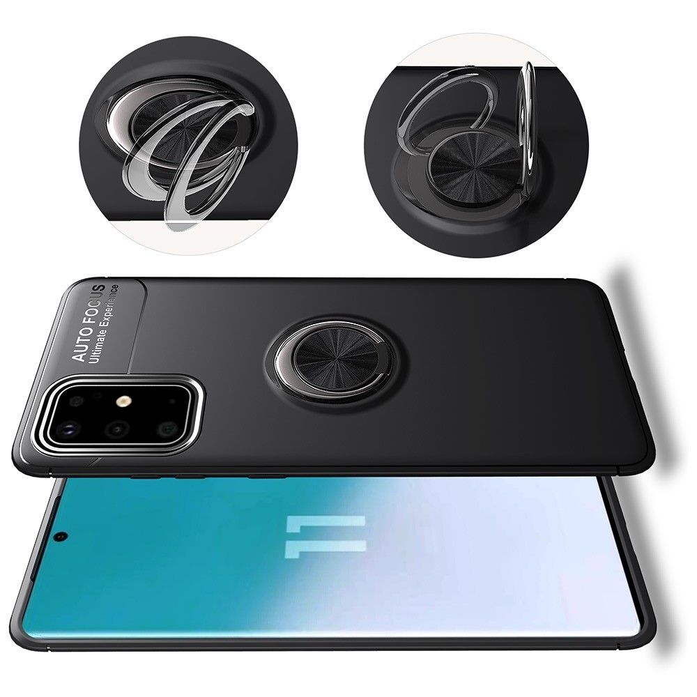 Силиконовый Чехол для Магнитного Держателя с Кольцом для Пальца Подставкой для Samsung Galaxy S20 FE Черный