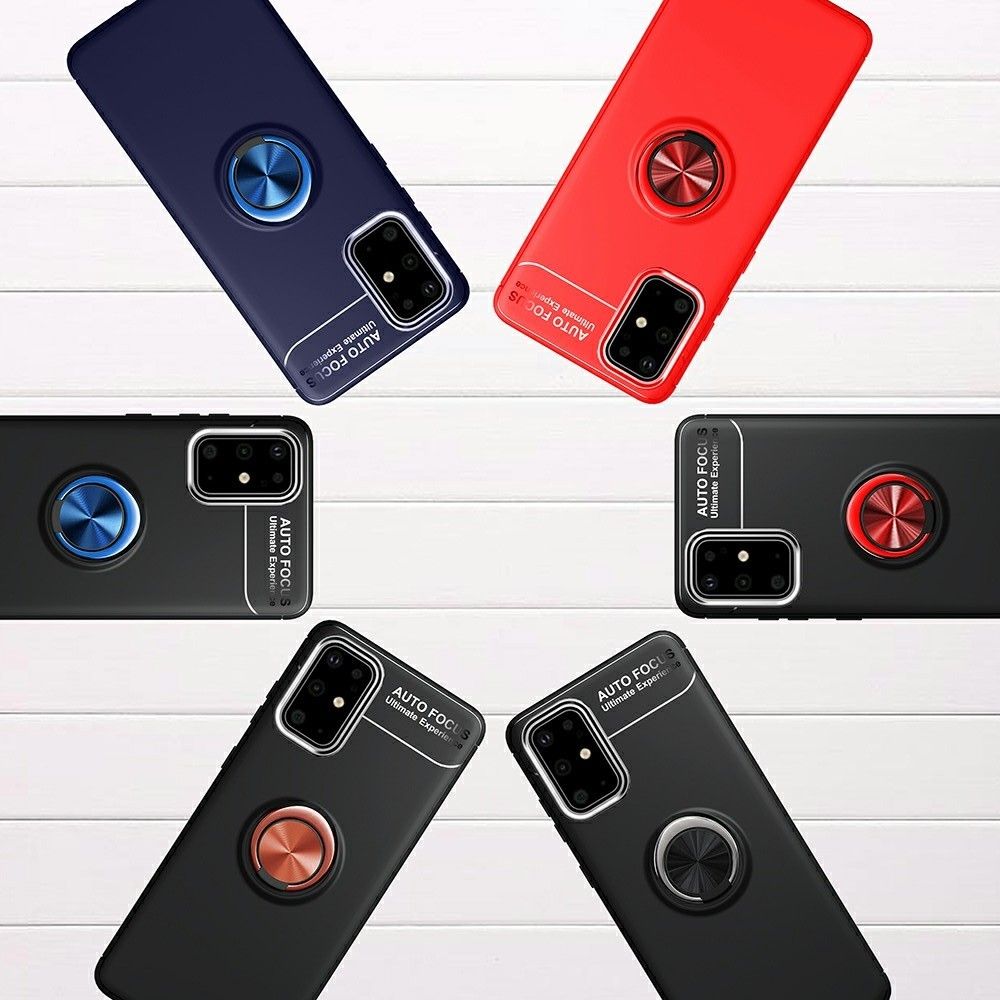 Силиконовый Чехол для Магнитного Держателя с Кольцом для Пальца Подставкой для Samsung Galaxy S20 FE Красный