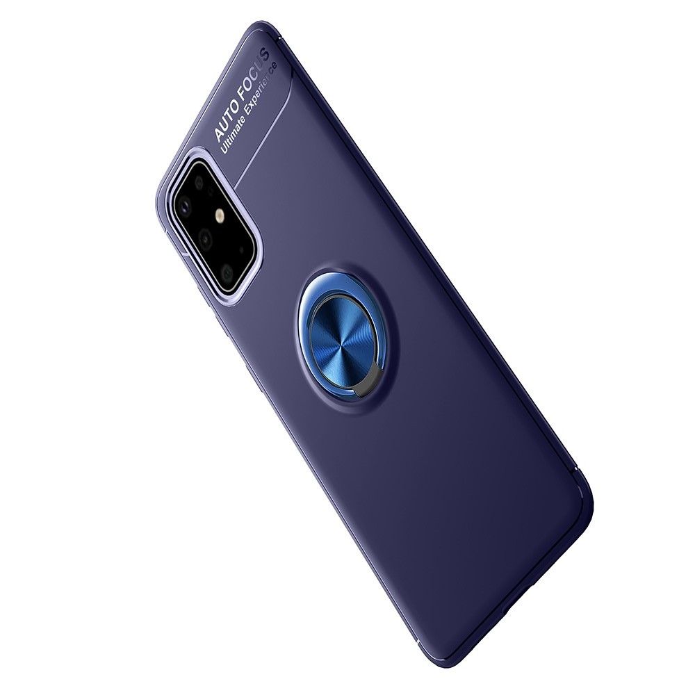Силиконовый Чехол для Магнитного Держателя с Кольцом для Пальца Подставкой для Samsung Galaxy S20 FE Синий