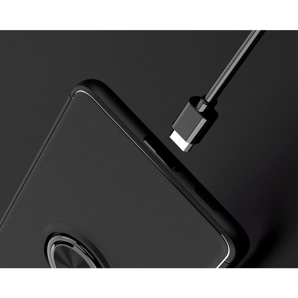 Силиконовый Чехол для Магнитного Держателя с Кольцом для Пальца Подставкой для Samsung Galaxy S21 Ultra Черный