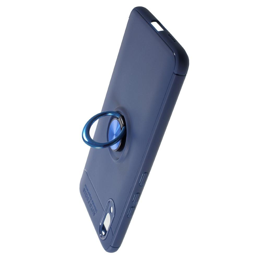 Силиконовый Чехол для Магнитного Держателя с Кольцом для Пальца Подставкой для Vivo NEX S Синий