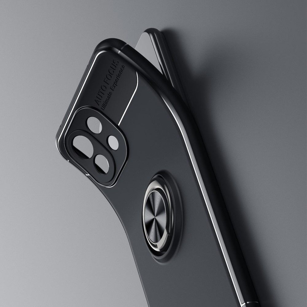 Силиконовый Чехол для Магнитного Держателя с Кольцом для Пальца Подставкой для Xiaomi Mi 11 Lite Красный