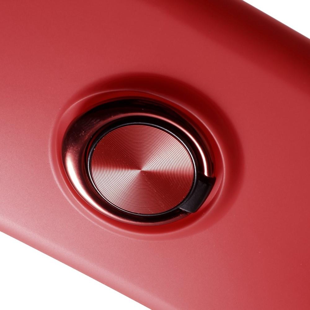 Силиконовый Чехол для Магнитного Держателя с Кольцом для Пальца Подставкой для Xiaomi Mi 8 Explorer Красный