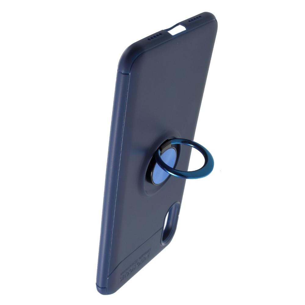 Силиконовый Чехол для Магнитного Держателя с Кольцом для Пальца Подставкой для Xiaomi Mi 8 Explorer Синий