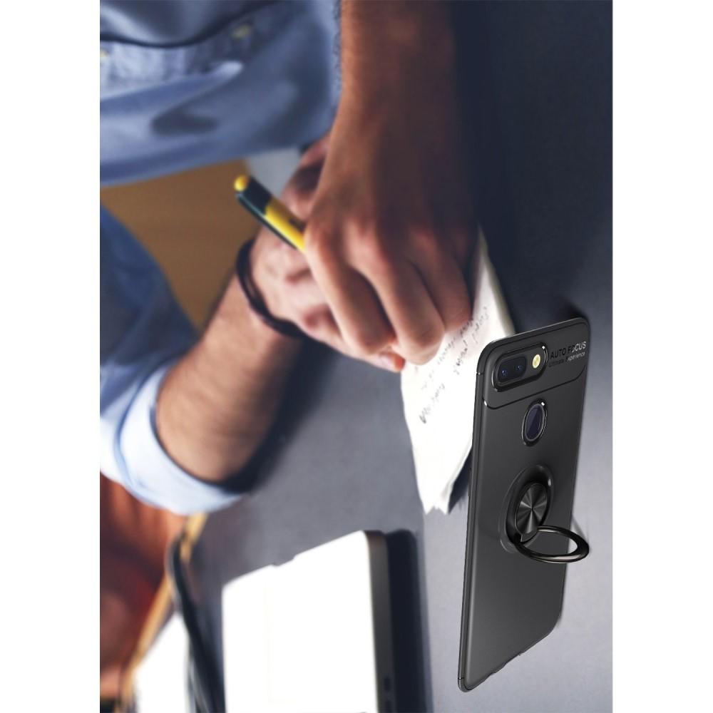 Силиконовый Чехол для Магнитного Держателя с Кольцом для Пальца Подставкой для Xiaomi Mi 8 Lite Черный