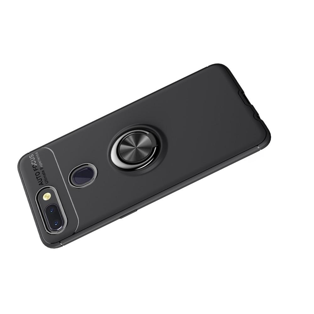 Силиконовый Чехол для Магнитного Держателя с Кольцом для Пальца Подставкой для Xiaomi Mi 8 Lite Черный
