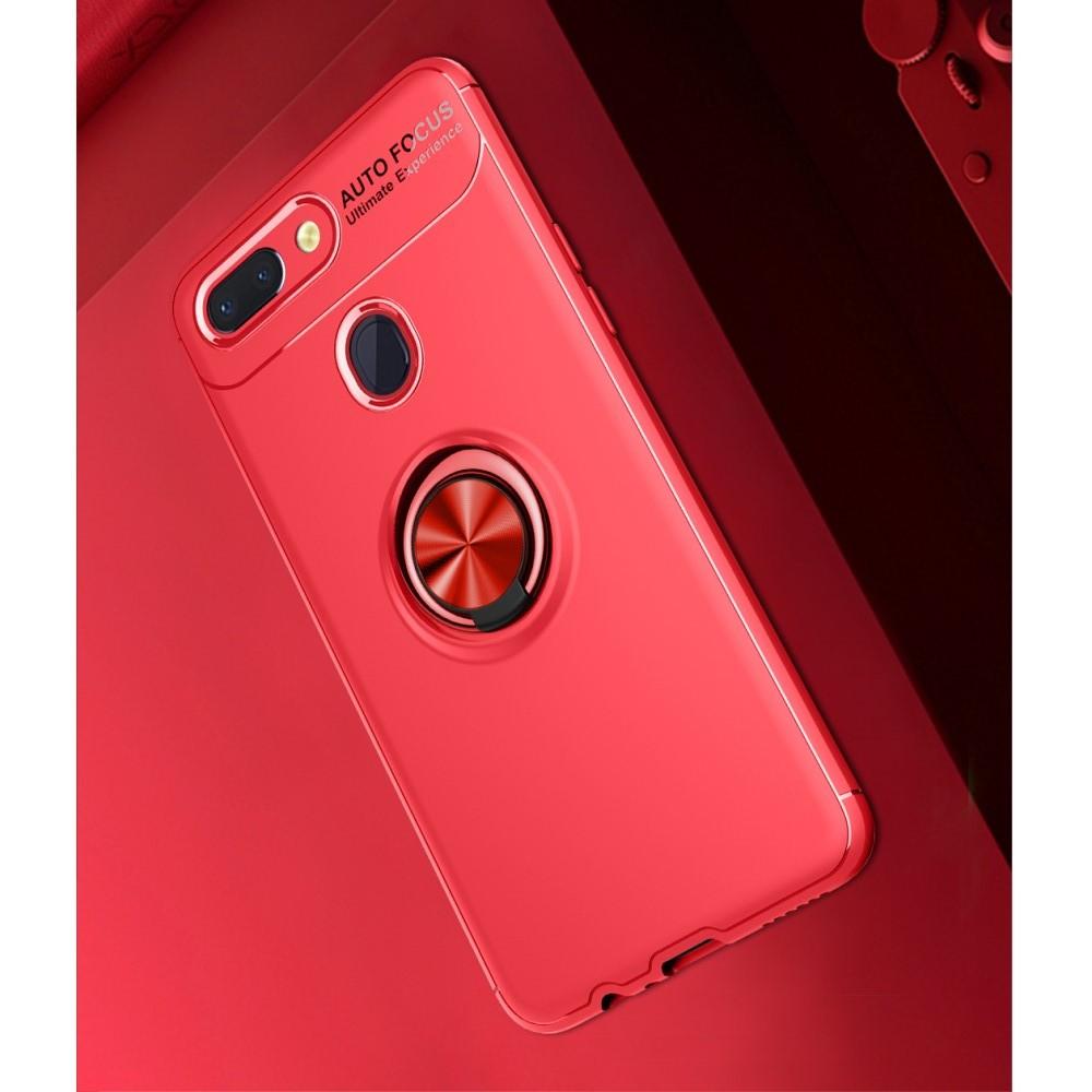 Силиконовый Чехол для Магнитного Держателя с Кольцом для Пальца Подставкой для Xiaomi Mi 8 Lite Красный