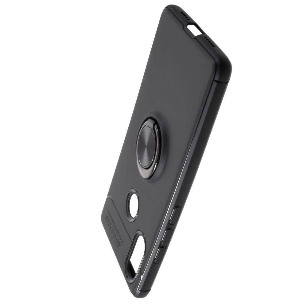 Силиконовый Чехол для Магнитного Держателя с Кольцом для Пальца Подставкой для Xiaomi Mi 8 SE Черный