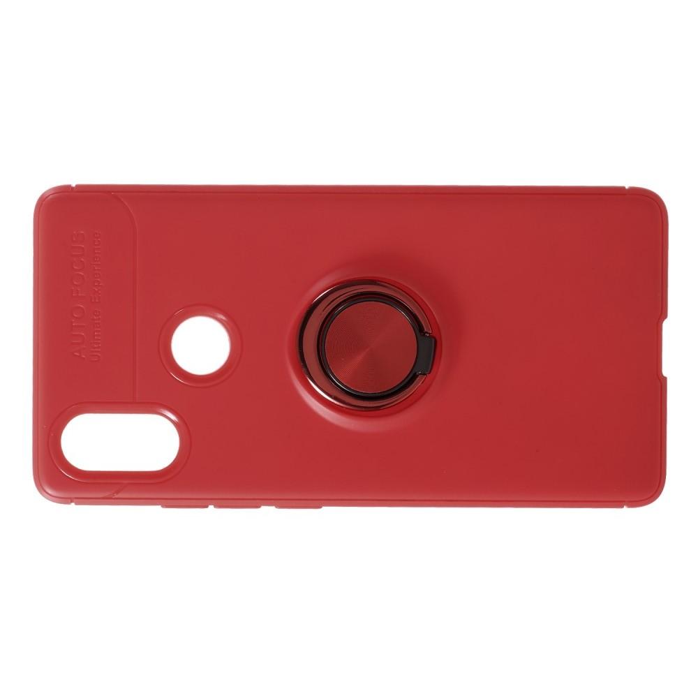 Силиконовый Чехол для Магнитного Держателя с Кольцом для Пальца Подставкой для Xiaomi Mi 8 SE Красный
