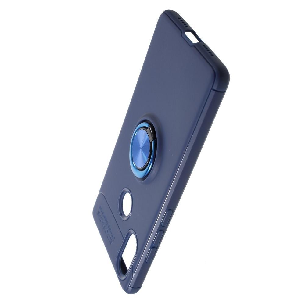 Силиконовый Чехол для Магнитного Держателя с Кольцом для Пальца Подставкой для Xiaomi Mi 8 SE Синий