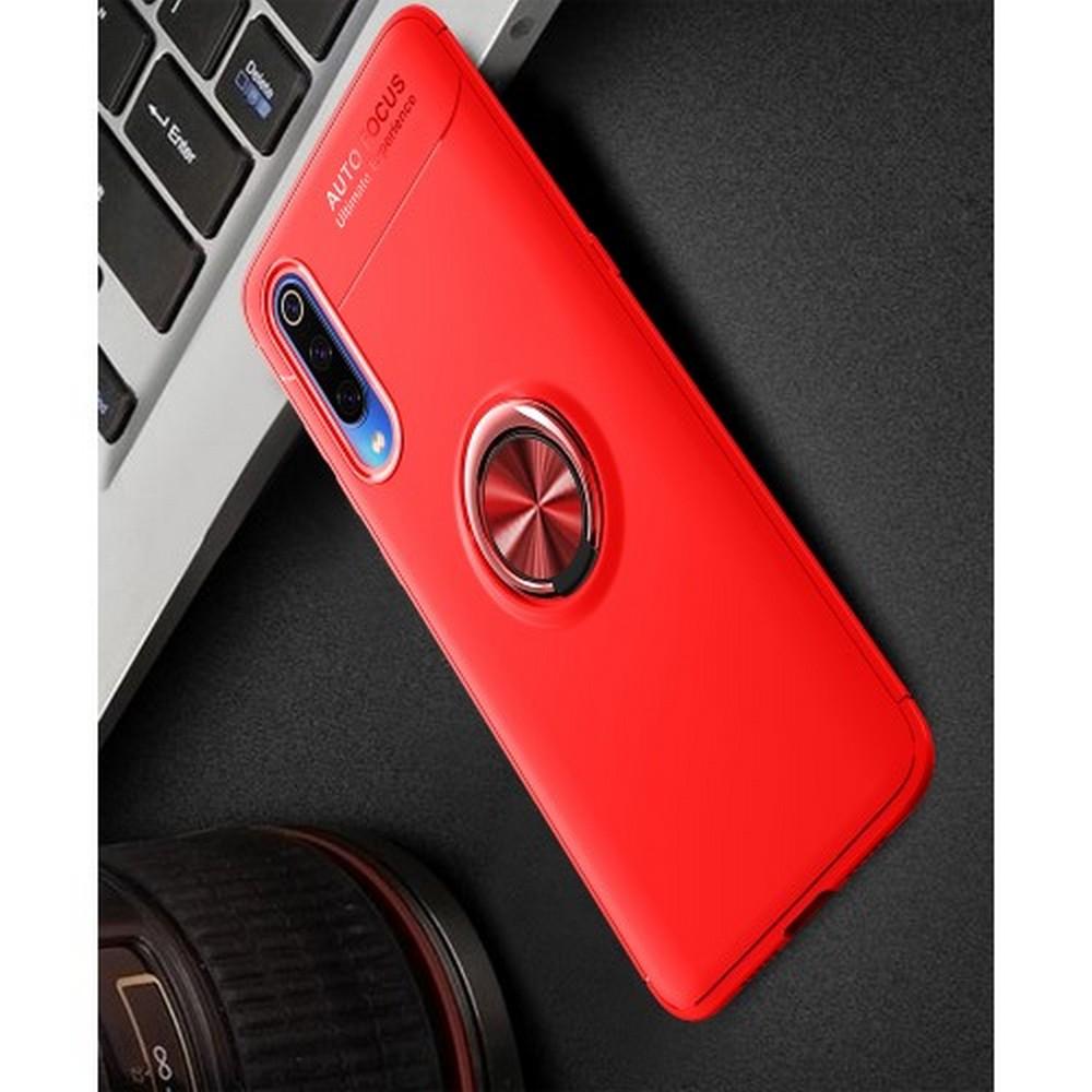 Силиконовый Чехол для Магнитного Держателя с Кольцом для Пальца Подставкой для Xiaomi Mi 9 Красный