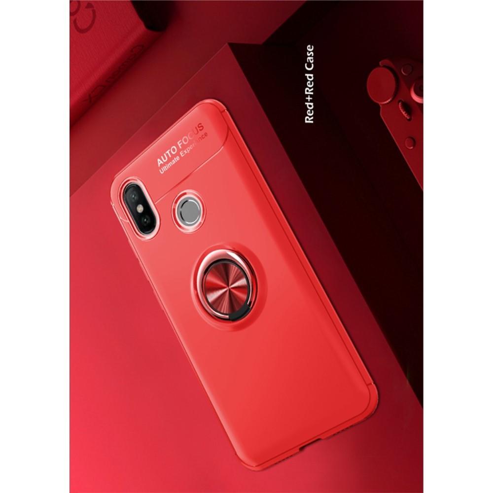 Силиконовый Чехол для Магнитного Держателя с Кольцом для Пальца Подставкой для Xiaomi Mi A2 / Mi 6X Красный