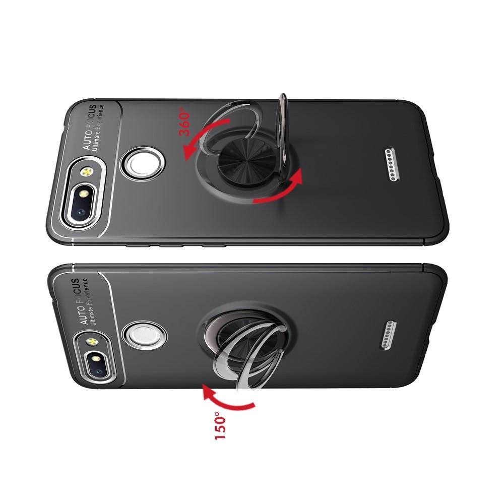 Силиконовый Чехол для Магнитного Держателя с Кольцом для Пальца Подставкой для Xiaomi Redmi 6 Черный