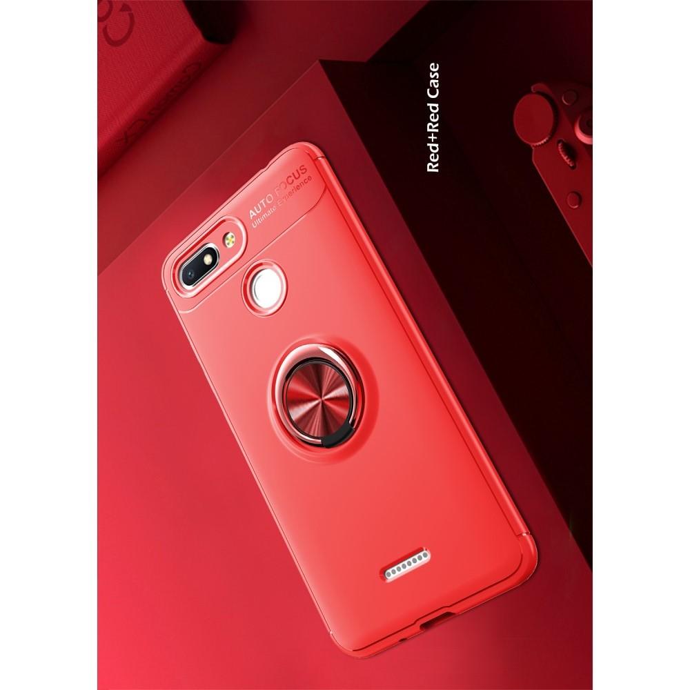 Силиконовый Чехол для Магнитного Держателя с Кольцом для Пальца Подставкой для Xiaomi Redmi 6 Красный