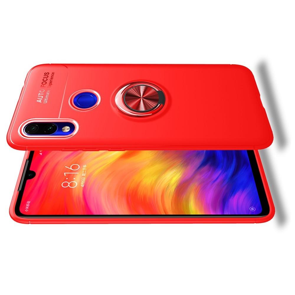 Силиконовый Чехол для Магнитного Держателя с Кольцом для Пальца Подставкой для Xiaomi Redmi 7 Красный