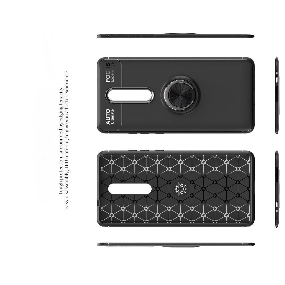 Силиконовый Чехол для Магнитного Держателя с Кольцом для Пальца Подставкой для Xiaomi Redmi K20 Синий