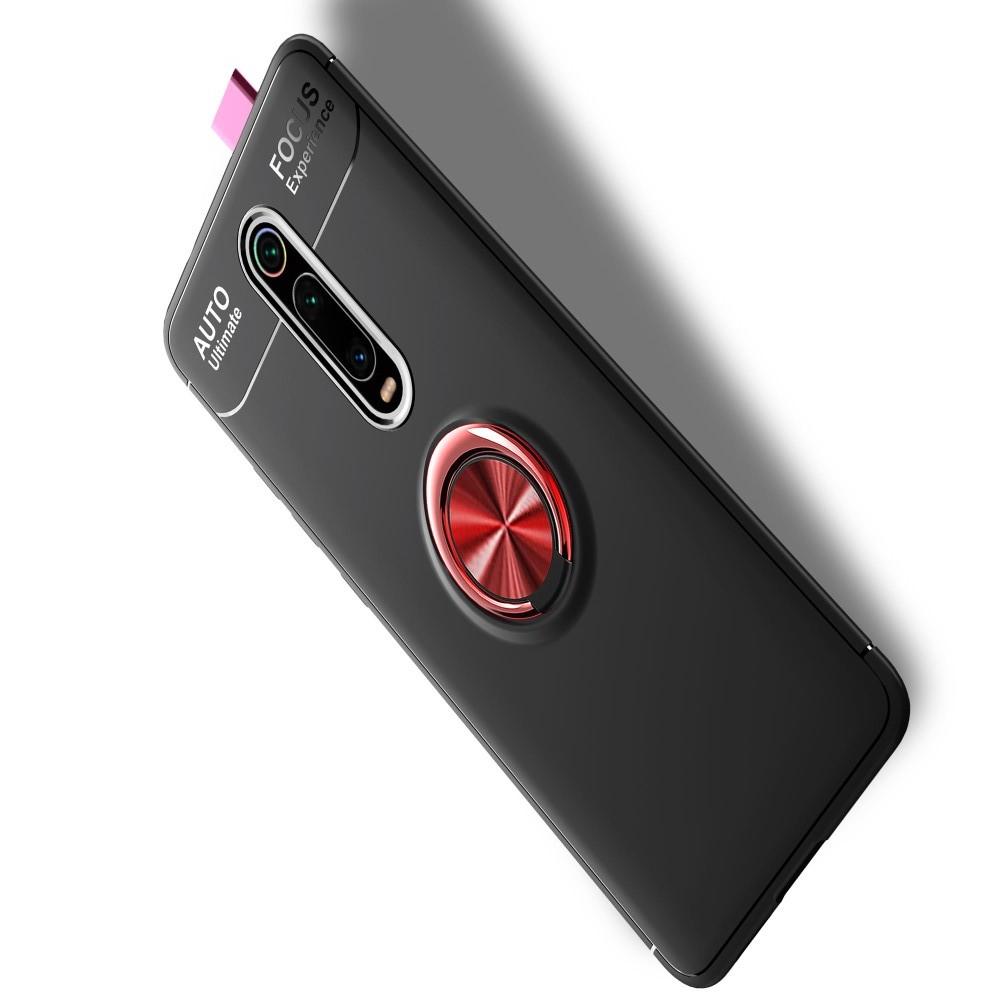Силиконовый Чехол для Магнитного Держателя с Кольцом для Пальца Подставкой для Xiaomi Redmi K20 Красный / Черный