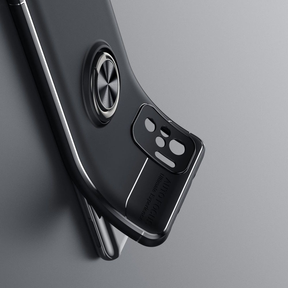 Силиконовый Чехол для Магнитного Держателя с Кольцом для Пальца Подставкой для Xiaomi Redmi Note 10 Синий