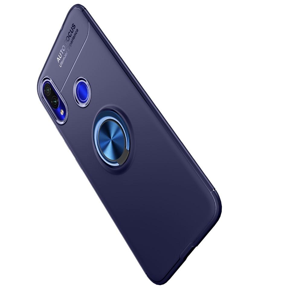 Силиконовый Чехол для Магнитного Держателя с Кольцом для Пальца Подставкой для Xiaomi Redmi Note 7 / Note 7 Pro Синий