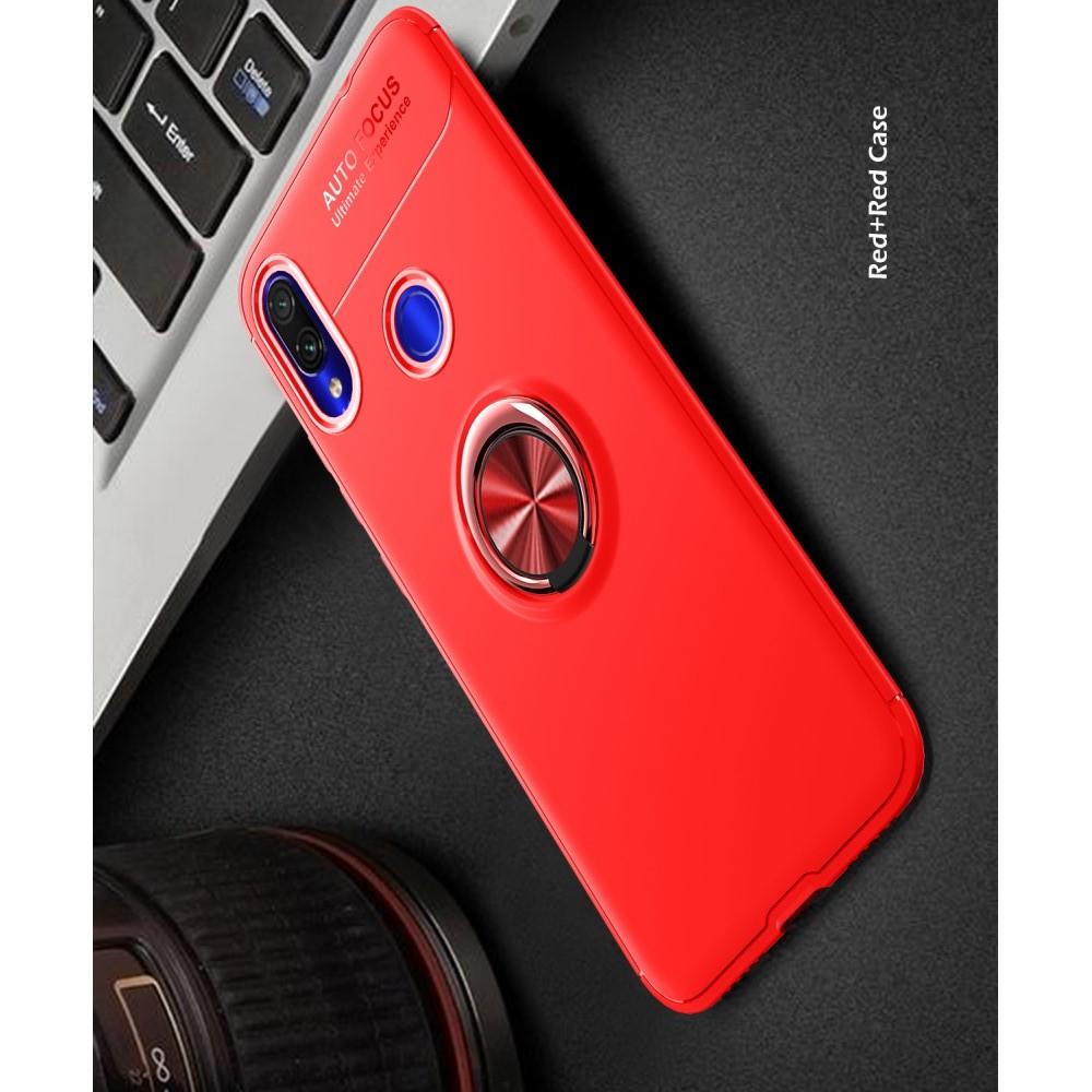 Силиконовый Чехол для Магнитного Держателя с Кольцом для Пальца Подставкой для Xiaomi Redmi Note 7 / Note 7 Pro Красный
