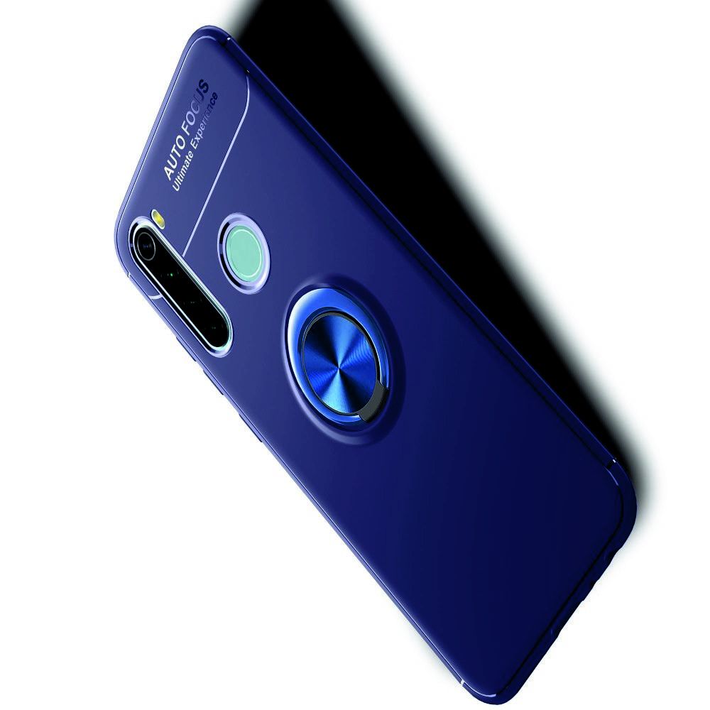 Силиконовый Чехол для Магнитного Держателя с Кольцом для Пальца Подставкой для Xiaomi Redmi Note 8 Синий