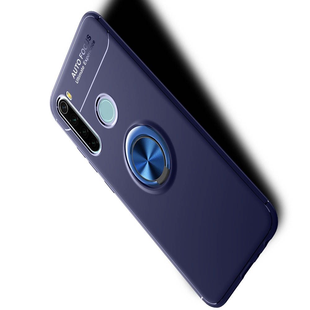 Силиконовый Чехол для Магнитного Держателя с Кольцом для Пальца Подставкой для Xiaomi Redmi Note 8T Синий