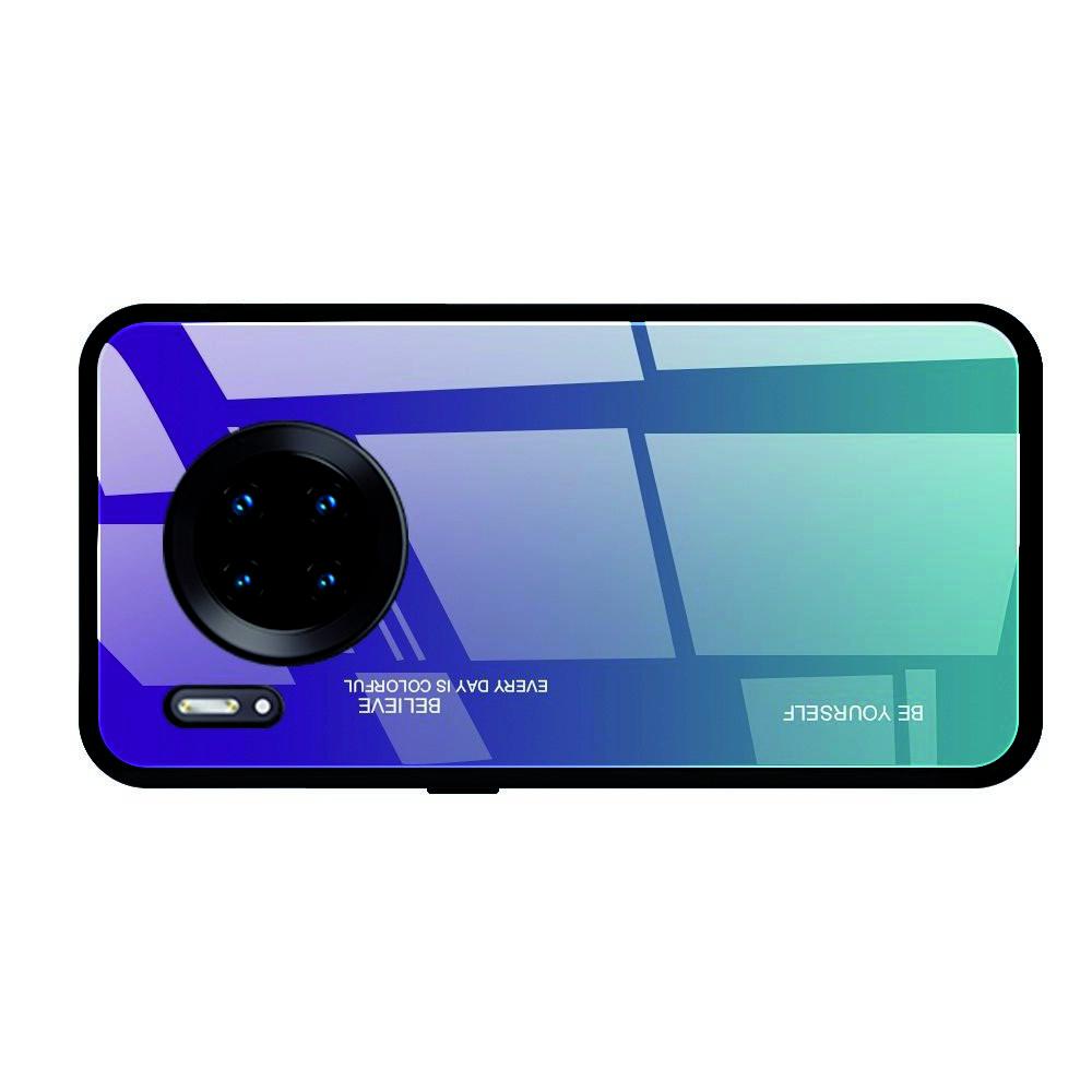 Силиконовый Стеклянный Фиолетовый Градиентный Корпус Чехол для Телефона Huawei Mate 30 Pro