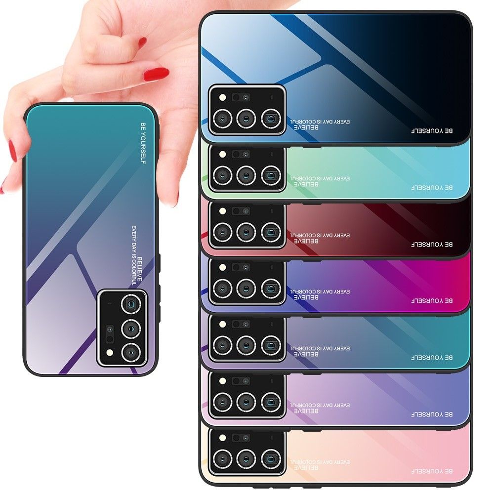 Силиконовый Стеклянный Фиолетовый Градиентный Корпус Чехол для Телефона Samsung Galaxy A21s