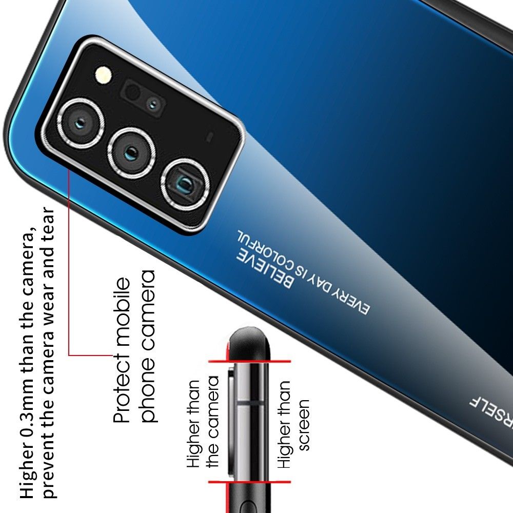 Силиконовый Стеклянный Синий / Черный Градиентный Корпус Чехол для Телефона Samsung Galaxy A21s