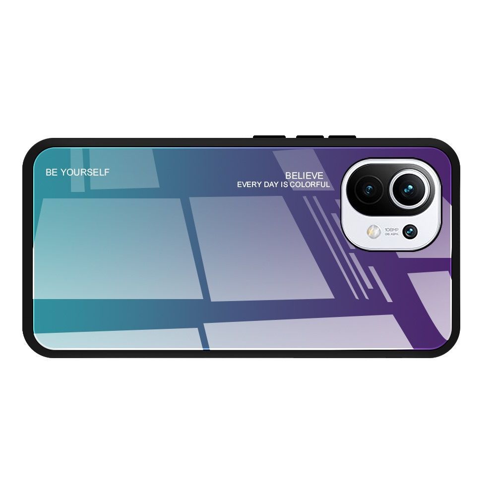 Силиконовый Стеклянный Фиолетовый / Синий Градиентный Корпус Чехол для Телефона Xiaomi Mi 11