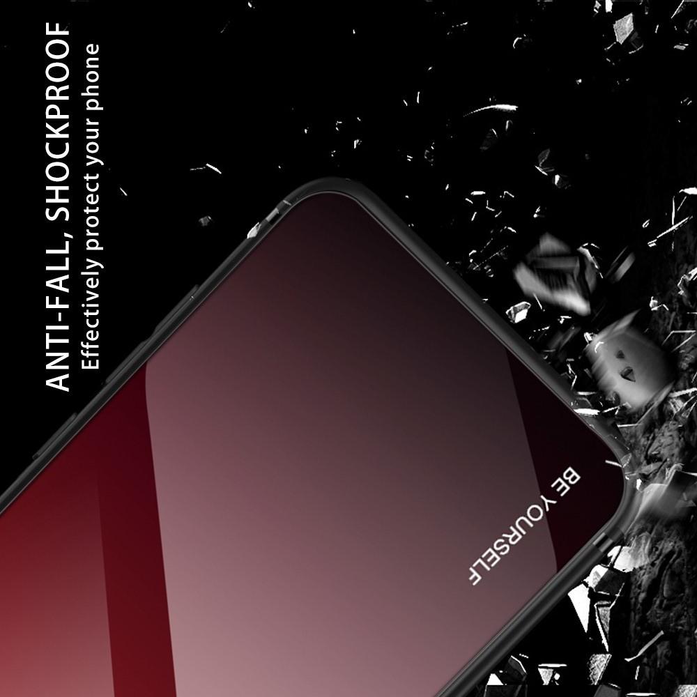 Силиконовый Стеклянный Красный / Черный Градиентный Корпус Чехол для Телефона Huawei Honor 9X