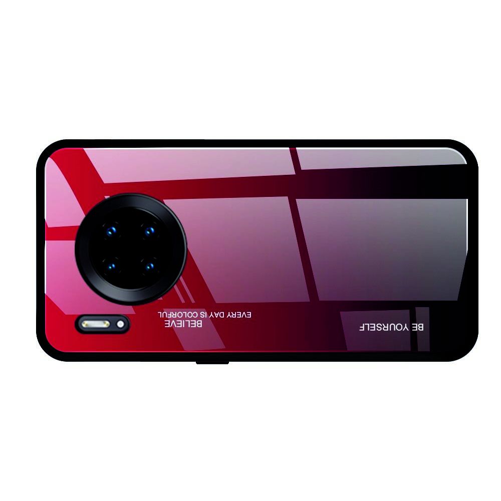 Силиконовый Стеклянный Красный / Черный Градиентный Корпус Чехол для Телефона Huawei Mate 30 Pro