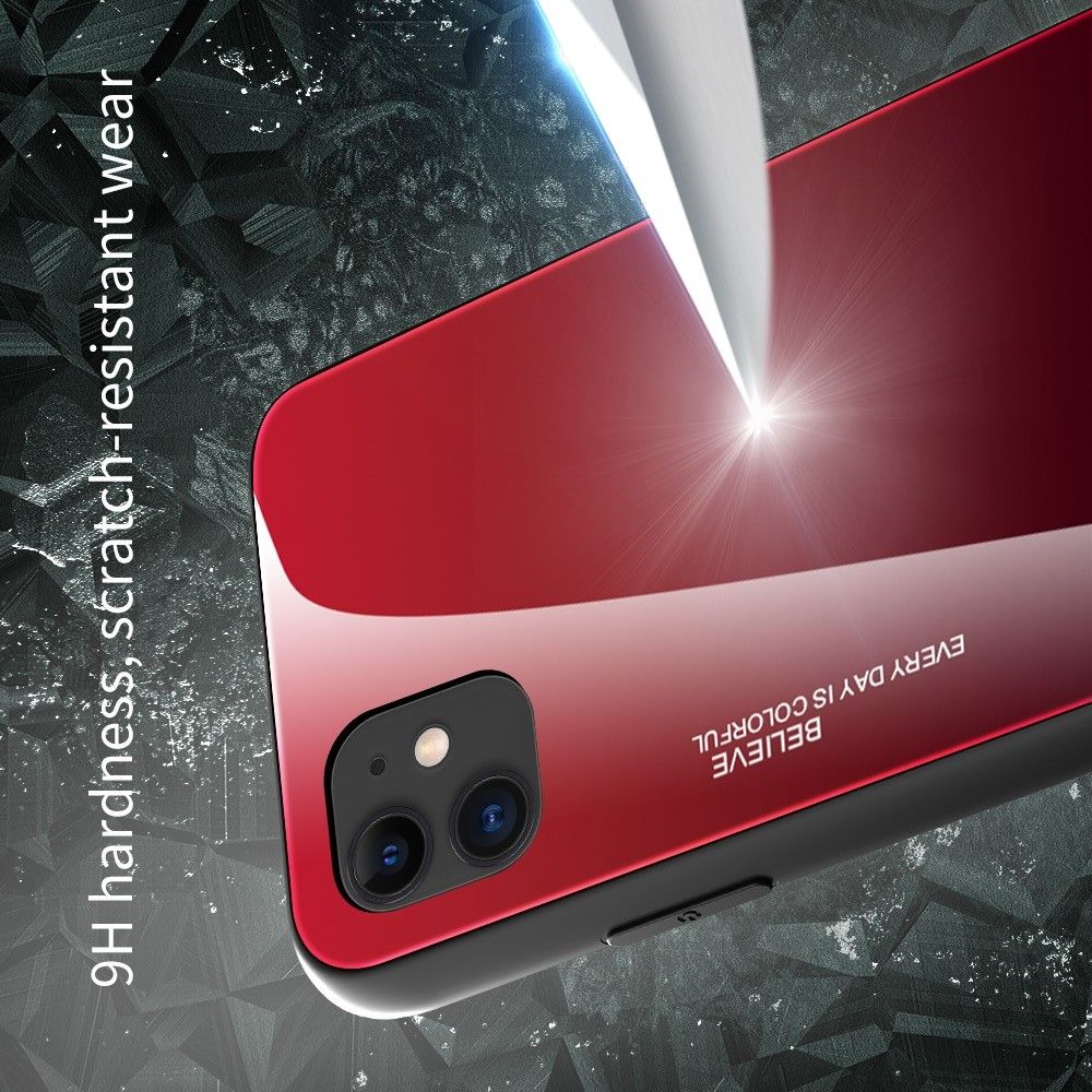 Силиконовый Стеклянный Светло Розовый Градиентный Корпус Чехол для Телефона iPhone 12 / 12 Pro