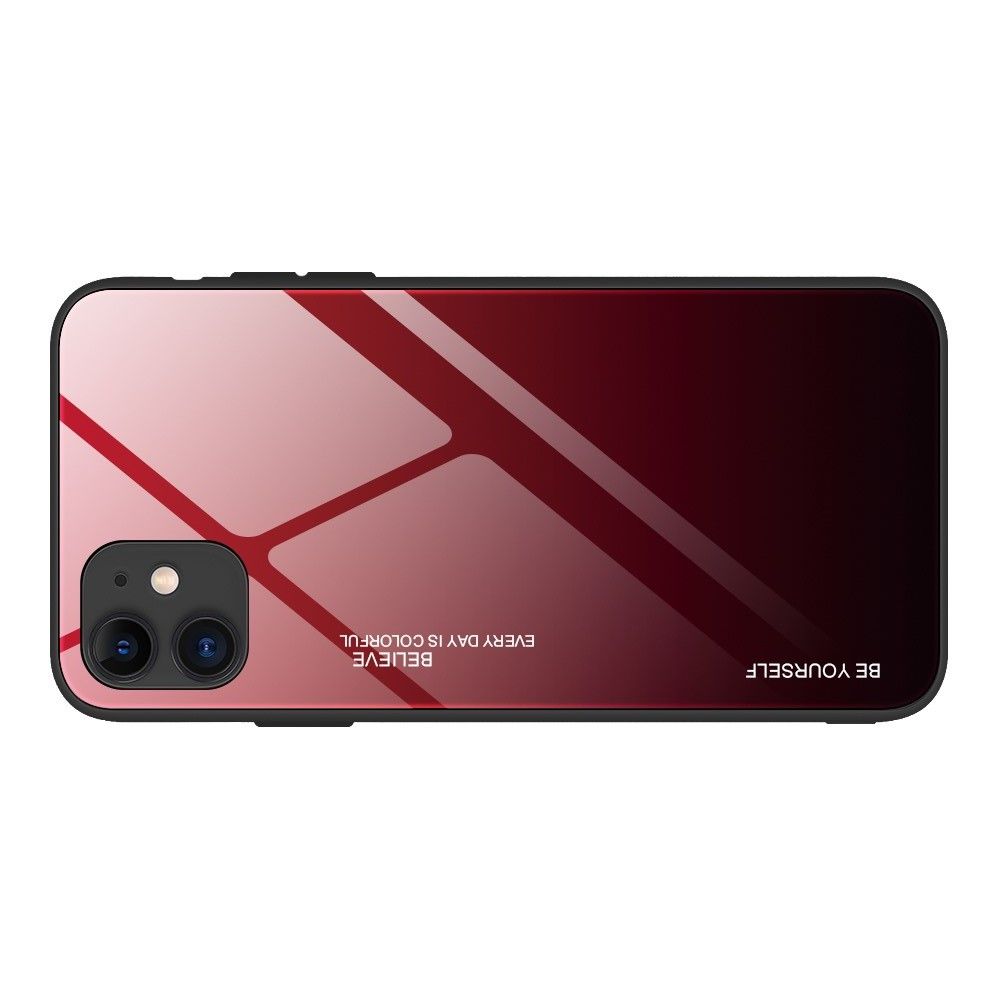 Силиконовый Стеклянный Красный / Черный Градиентный Корпус Чехол для  Телефона iPhone 12 - CatCase