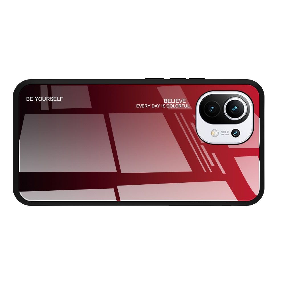 Силиконовый Стеклянный Красный / Черный Градиентный Корпус Чехол для Телефона Xiaomi Mi 11