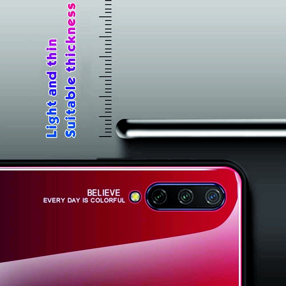 Силиконовый Стеклянный Синий Градиентный Корпус Чехол для Телефона Xiaomi Mi 9 Lite