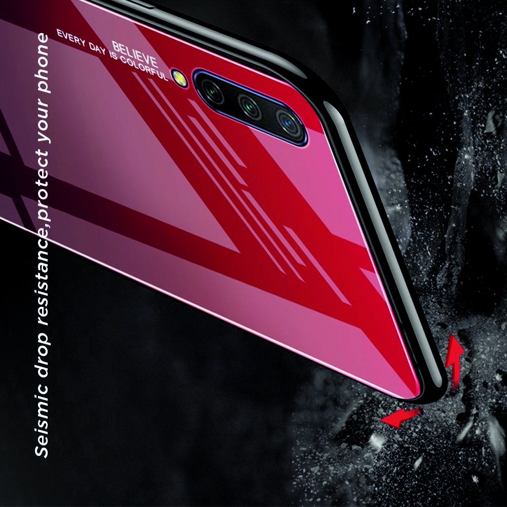 Силиконовый Стеклянный Золотой / Розовый Градиентный Корпус Чехол для Телефона Xiaomi Mi 9 Lite