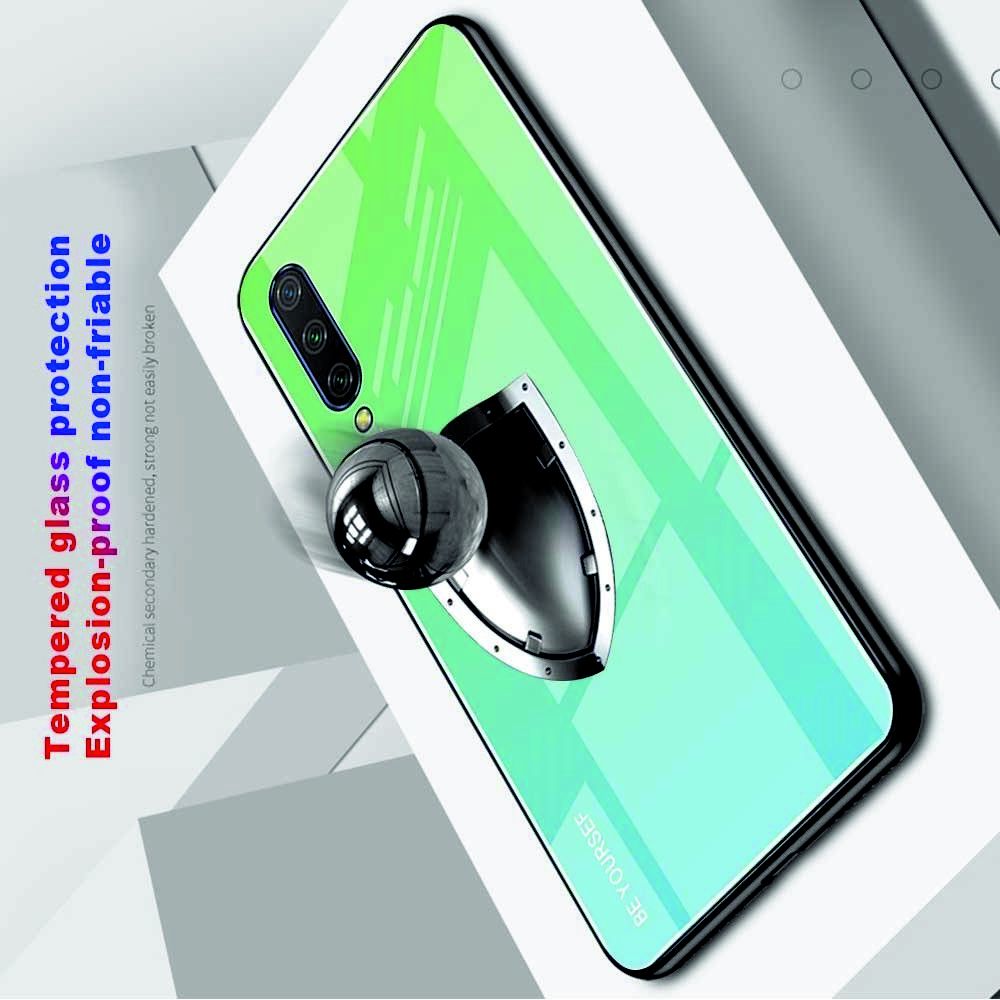 Силиконовый Стеклянный Синий Градиентный Корпус Чехол для Телефона Xiaomi Mi 9 Lite