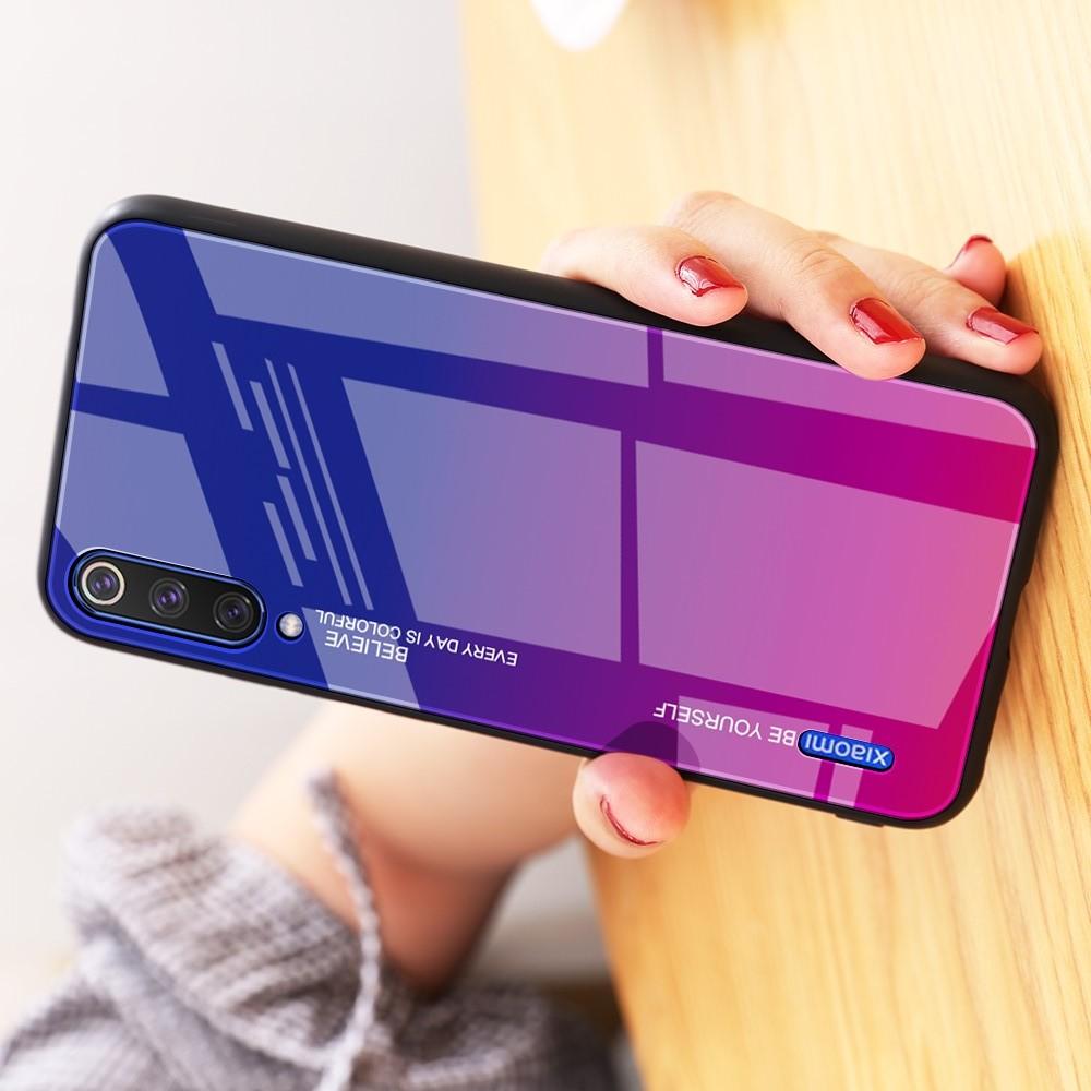 Силиконовый Стеклянный Фиолетовый Градиентный Корпус Чехол для Телефона Xiaomi Mi A3