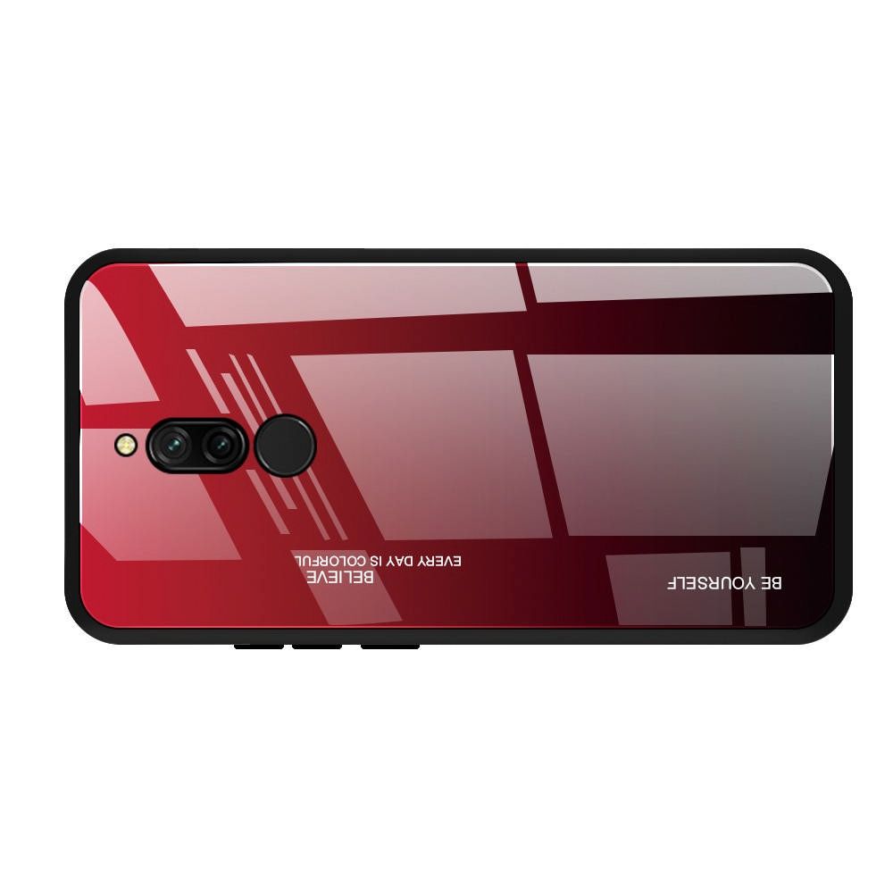 Силиконовый Стеклянный Красный / Черный Градиентный Корпус Чехол для Телефона Xiaomi Redmi 8